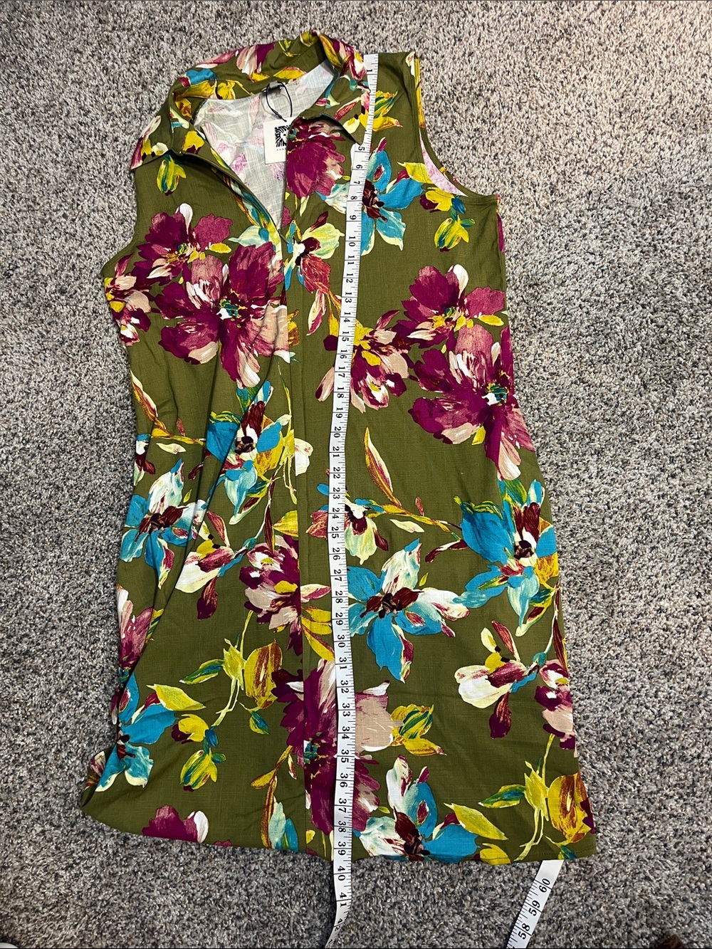 Anne Klein Sleeveless Floral Collared Shirt Dress, Size XL - Picture 4 of 6